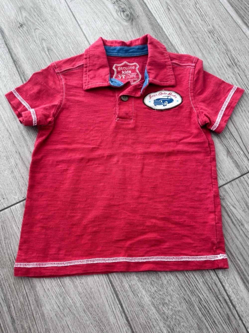 OshKosh B'gosh Genuine Kids Red Short-Sleeve Polo with Car Patch Size 3T